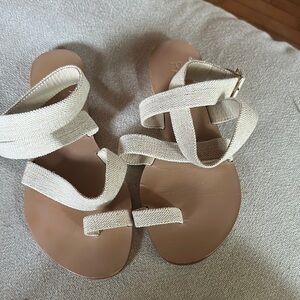 RAYE Cream Minimalist Sandals with Adjustable Straps
